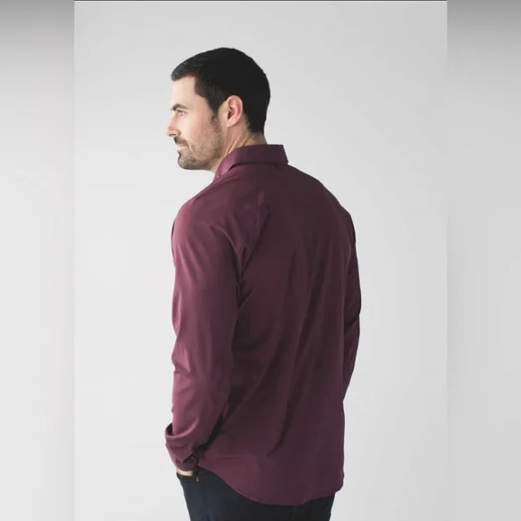 Lululemon | Voyage Long Sleeve Buttondown | Wee Stripe Black Cherry Prep Red | L - Picture 8 of 10
